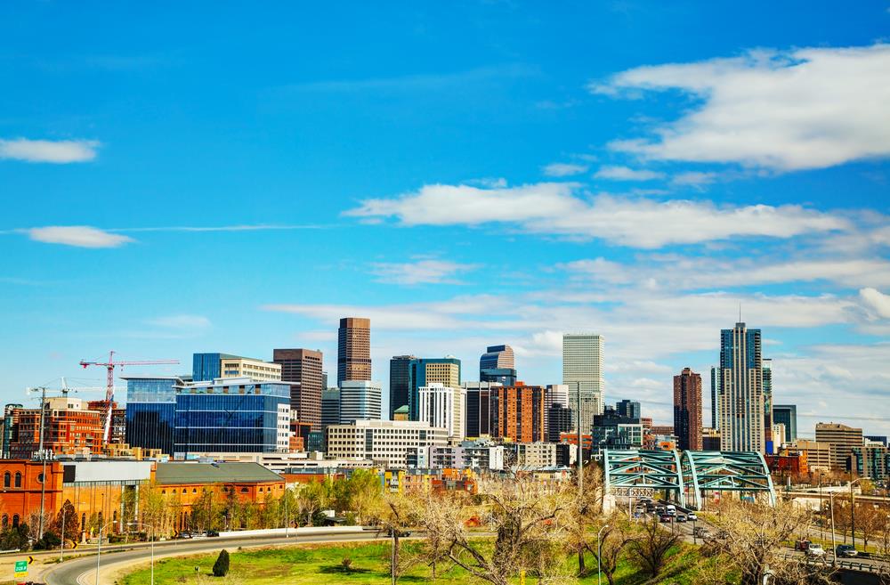 Downtown Denver cityscape on a sunny day