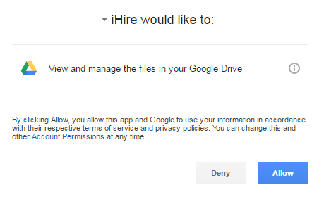 Google Drive upload screen