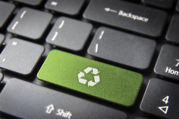 recycling symbol on keyboard