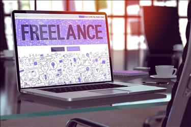 freelance in big letters on a laptop screen