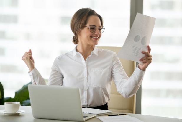 employee looking at graphs