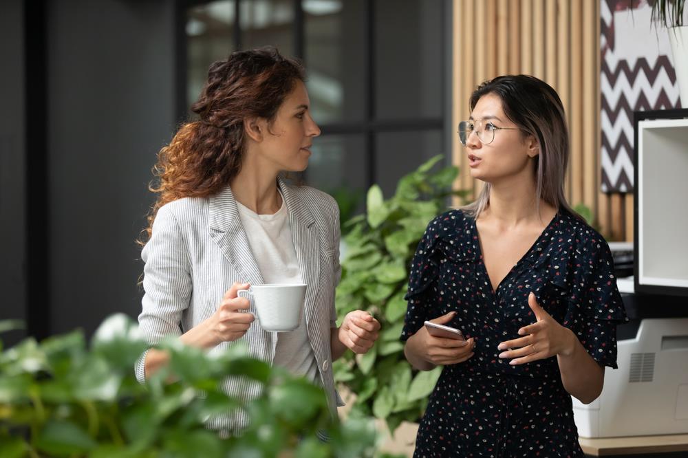 Candidate chatting with hiring manager about diversity and inclusion