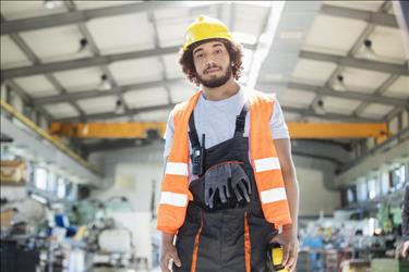 Young man working construction job