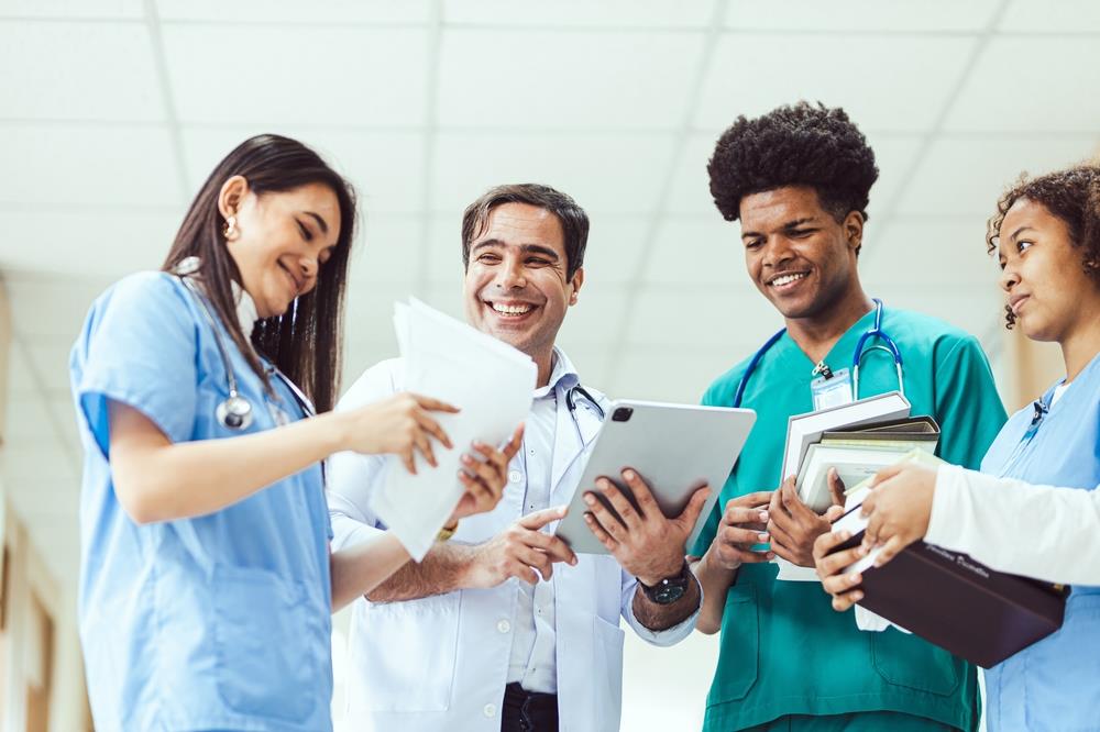 happy group of medical team members