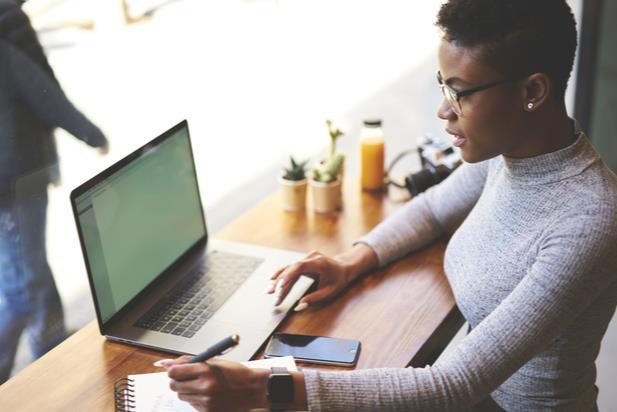 woman working remotely