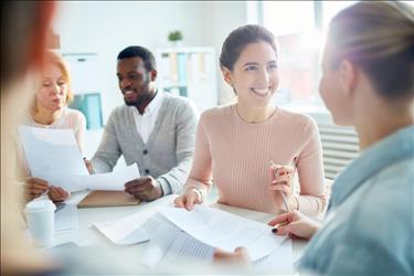 accountant meeting with her team