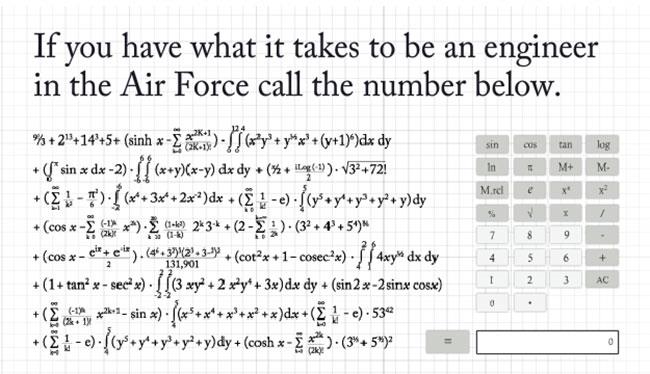 Engineer job ad requiring applicants to solve complex equation