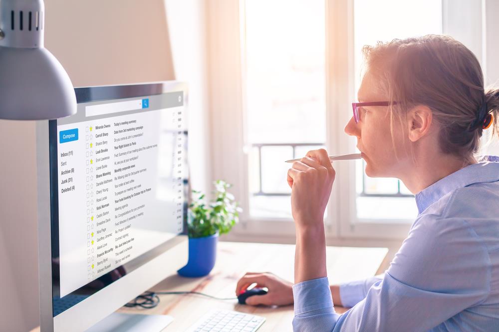 Woman organizing email inbox