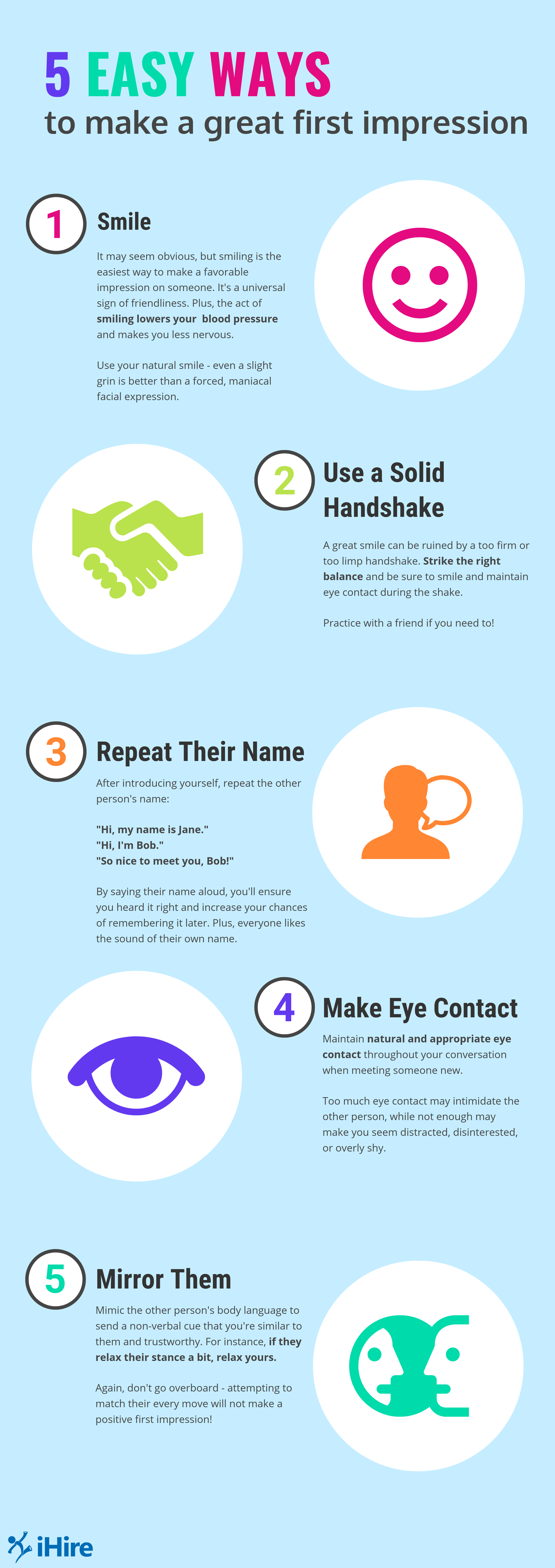 ihire infographic 5 easy ways to make a great first impression