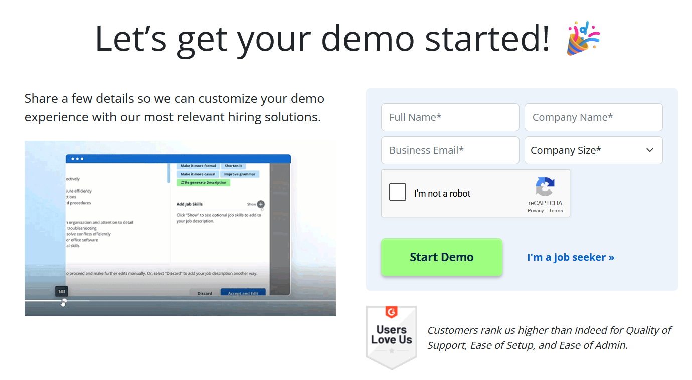 ihire demo video screenshot