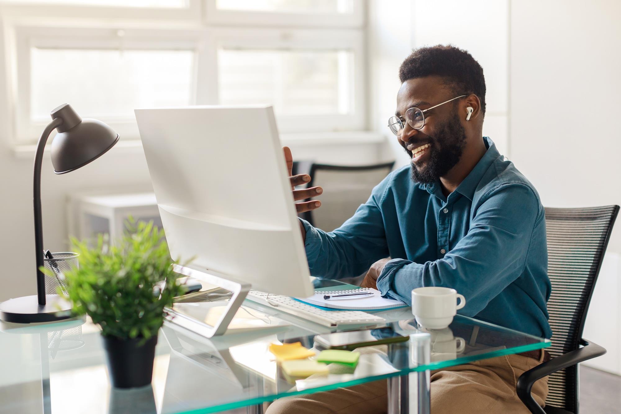 freelancer participating in a virtual interview