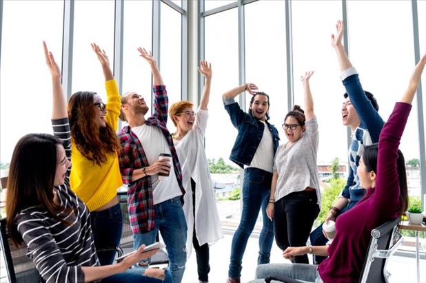 group of happy employees