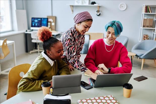 group of gen z employees working together