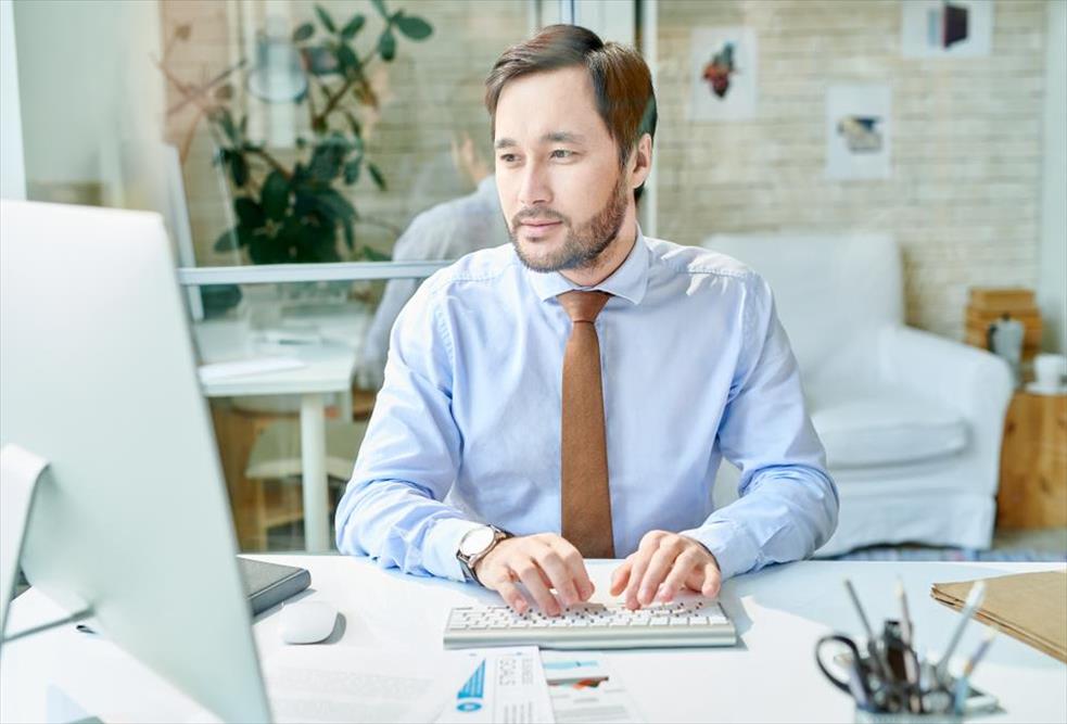 man working on laptop