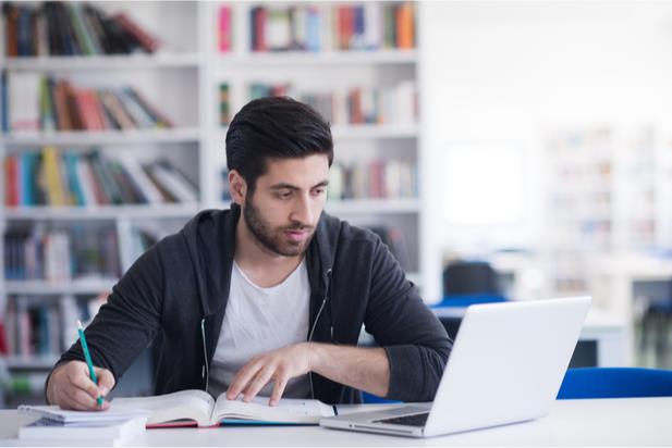 student studying at computer