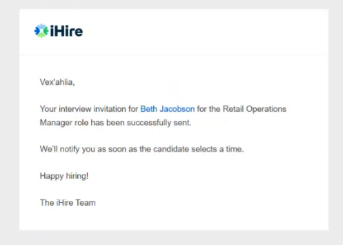 ihire interview scheduling email confirmation step 7