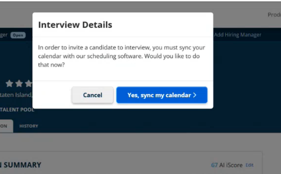 ihire interview scheduling sync step 1
