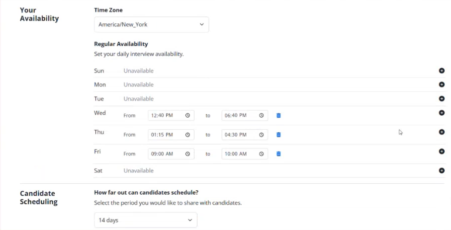ihire interview scheduling availability step 4