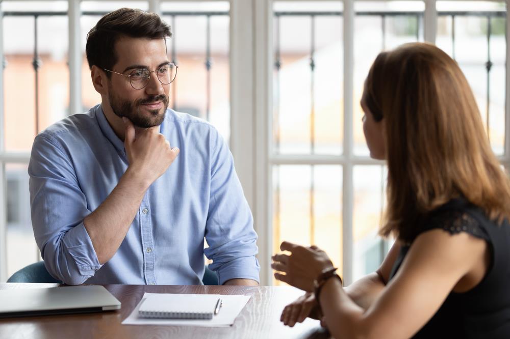 Man and woman in job interview