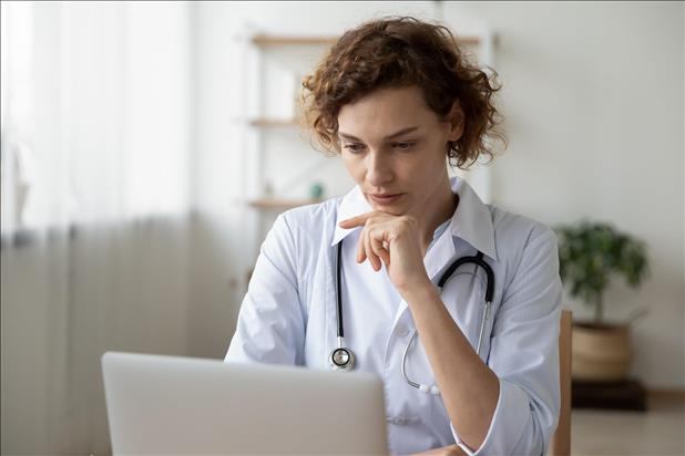 doctor working on her laptop