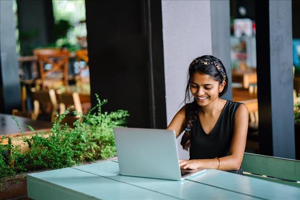 Woman updating her resume