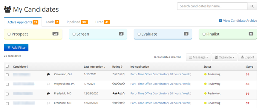 Candidate Management on iHire