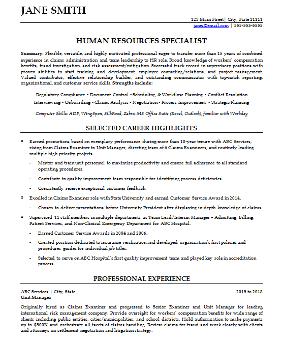 Hybrid resume sample for career change page one