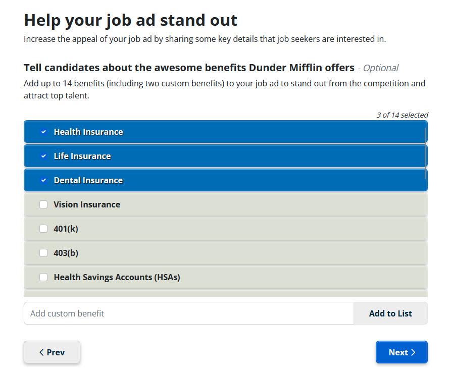 iHire's AI-powered job ad builder screenshot