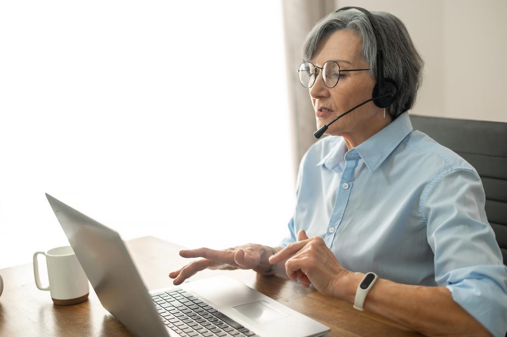 baby boomer job seeker working at her computer