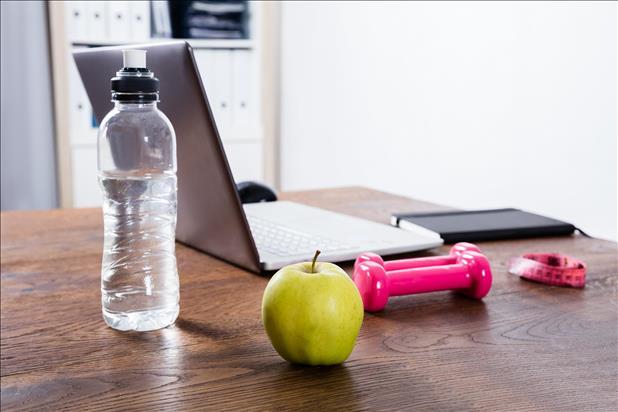 exercise equipment on desk