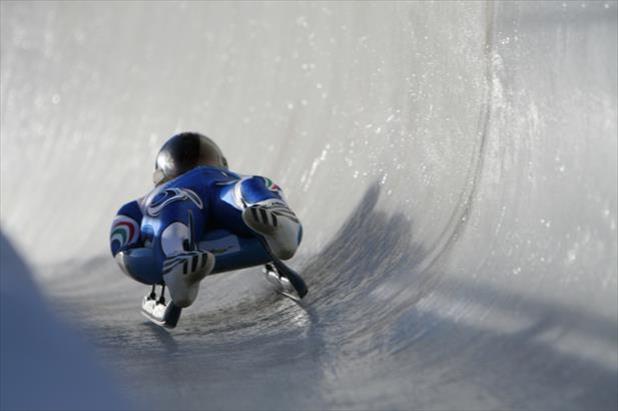 Olympic athlete on luge track