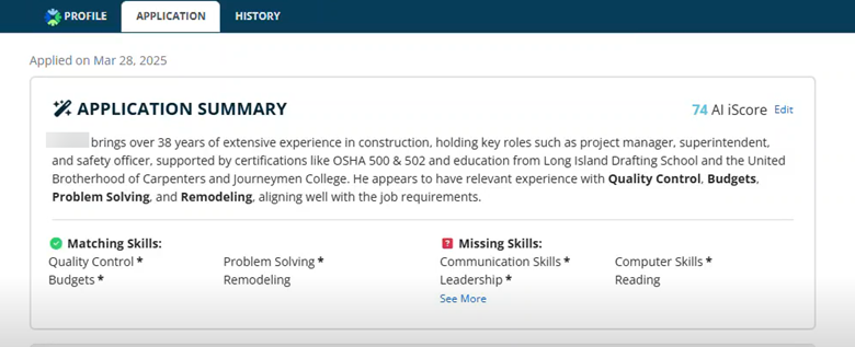 ihire application summary