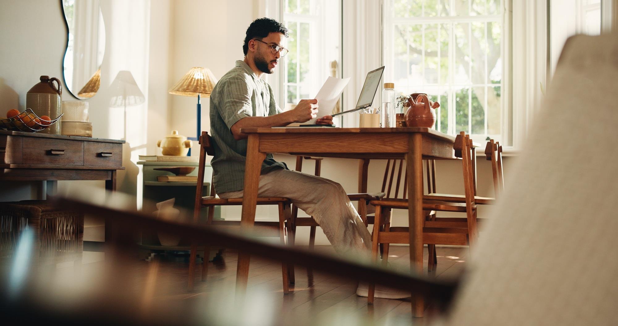 freelancer working at his home
