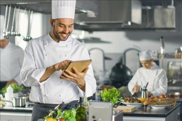 chef reading a recipe