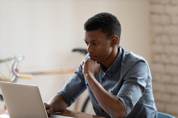 young employee searching for a job online