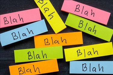 Group of colorful blocks with "blah" written on them