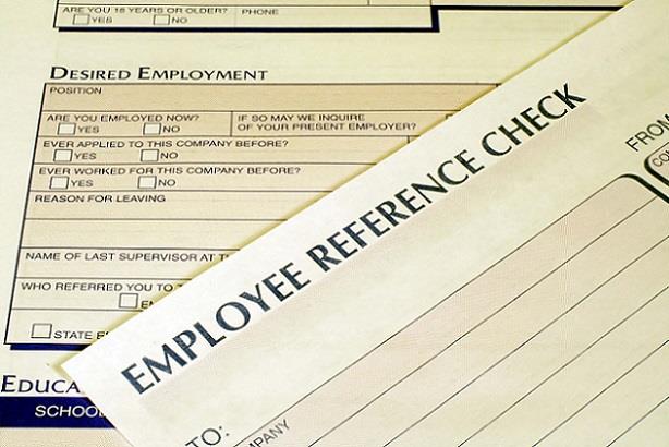 Closeup of employment forms for reference checks