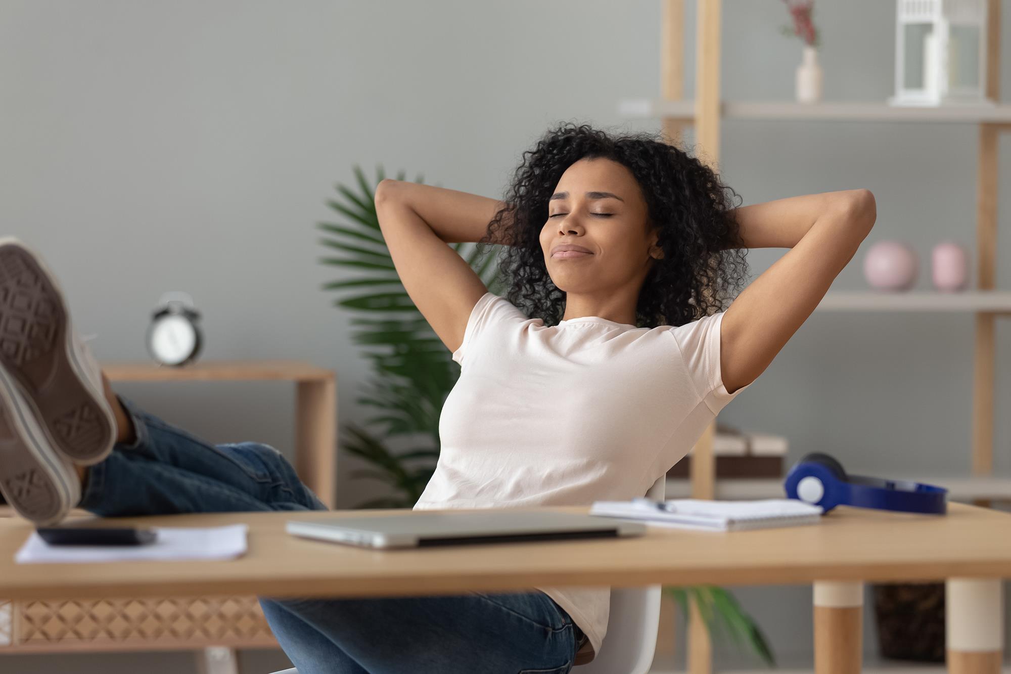 Woman taking a break from work