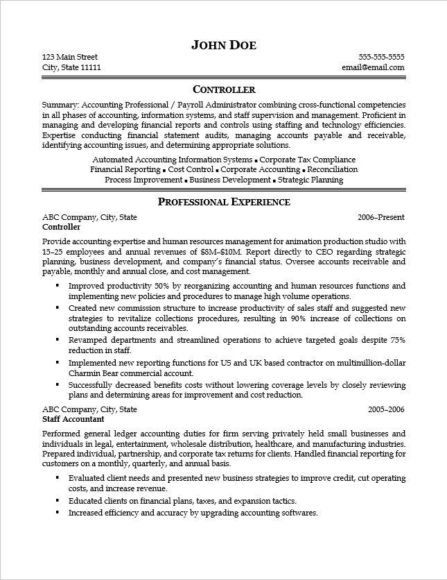 Page 1 of resume sample