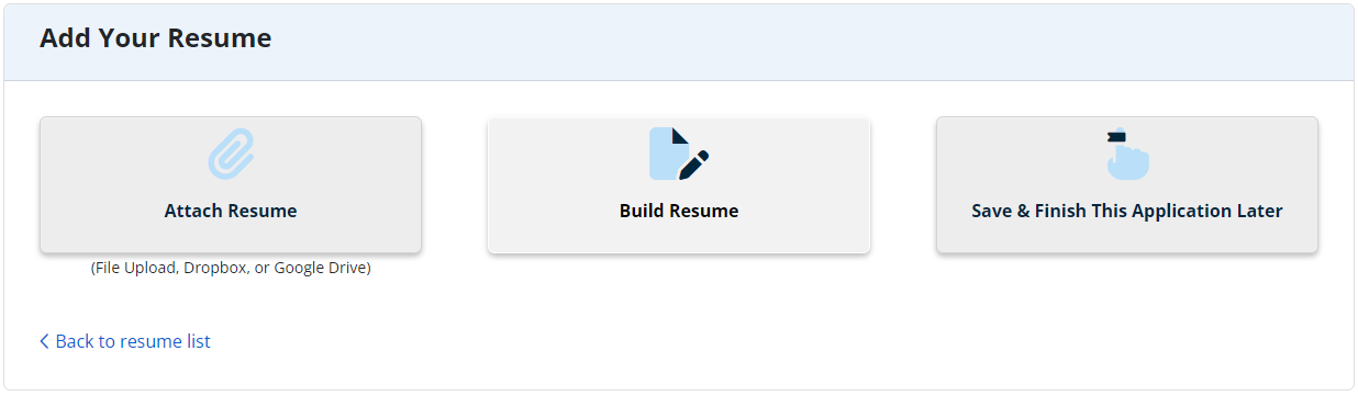 Resume builder step 1