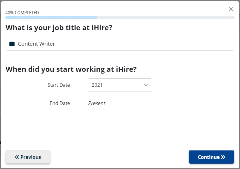 ihire resume builder step 6