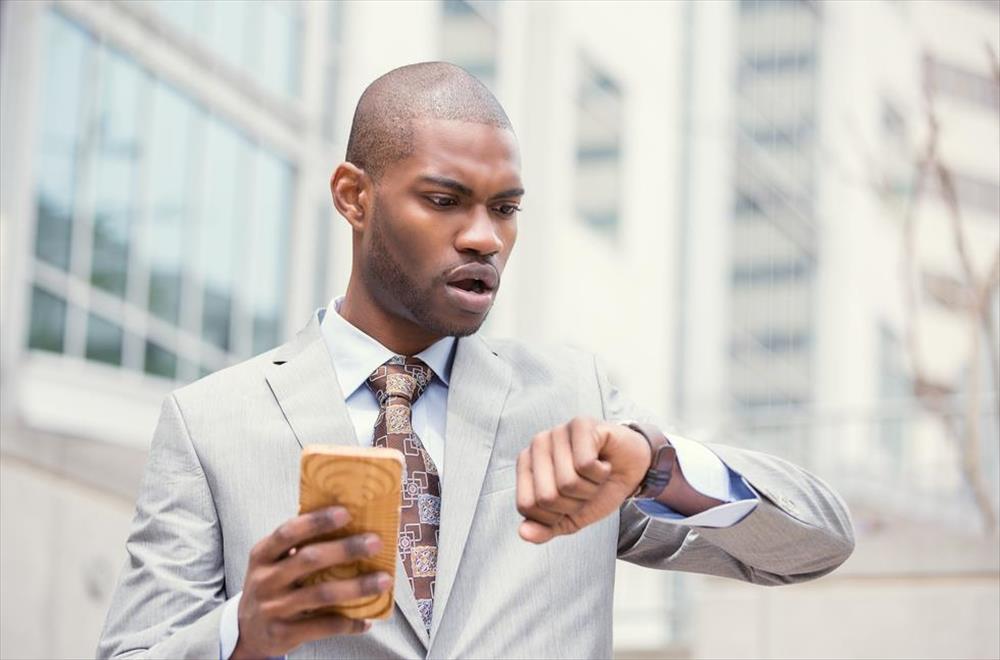 Man late for meeting