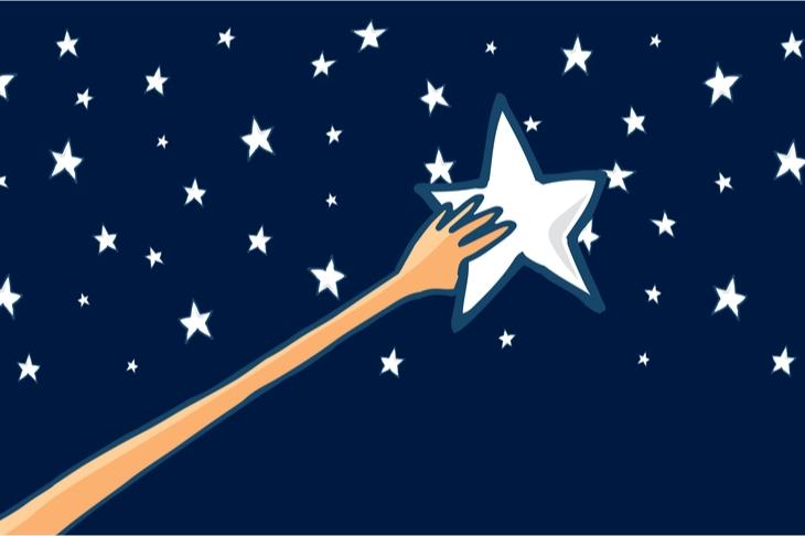 Illustration of hand reaching for a star