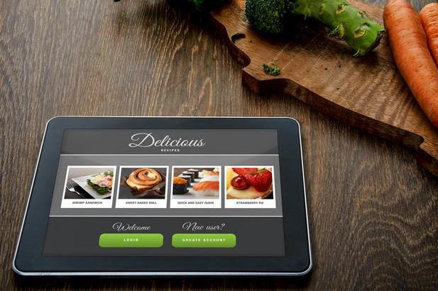 tablet with a recipe app open