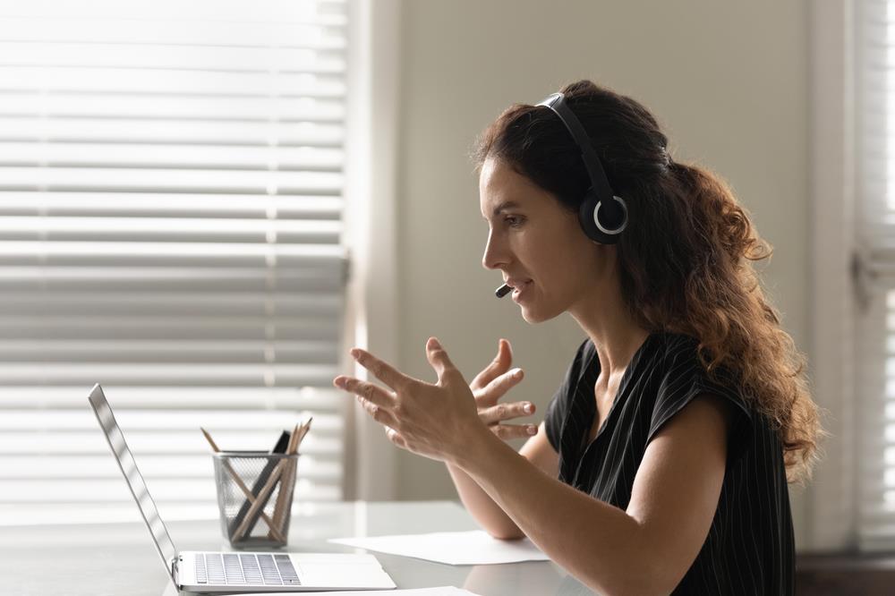 healthcare job seeker in a virtual interview