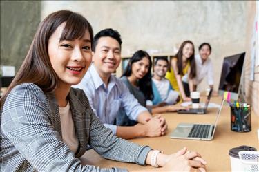 Smiling employees