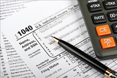 closeup of a 1040 tax form