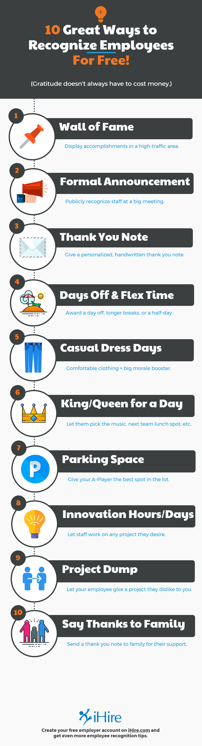 ten ways to recognize employees for free infographic