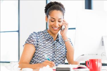 hiring manager checking references on the telephone