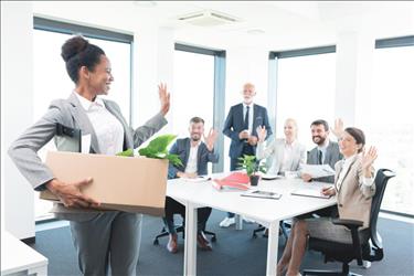 Employee leaving job happily